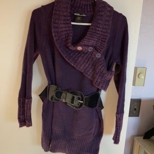 Deep purple belted sweater
